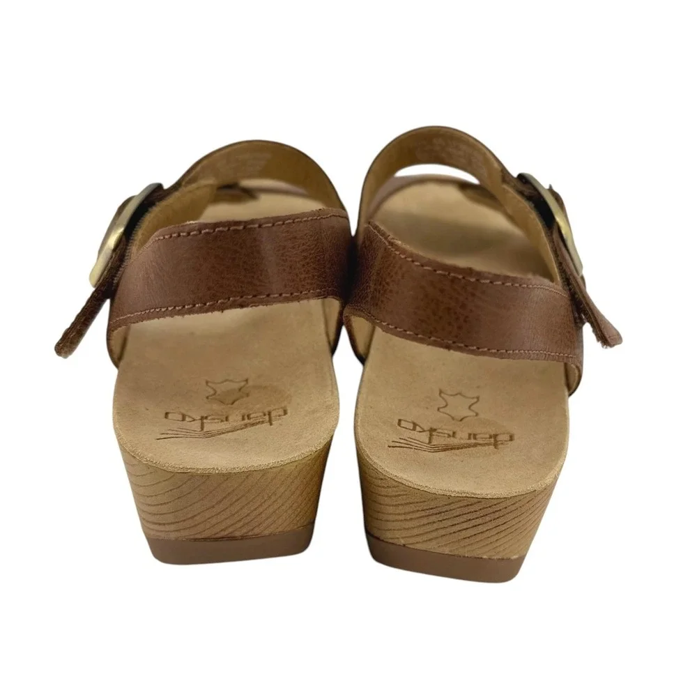 Dansko Trinity Womens Brown Leather Sandals Buckle Slingback Shoes Size 38 (7.5)
